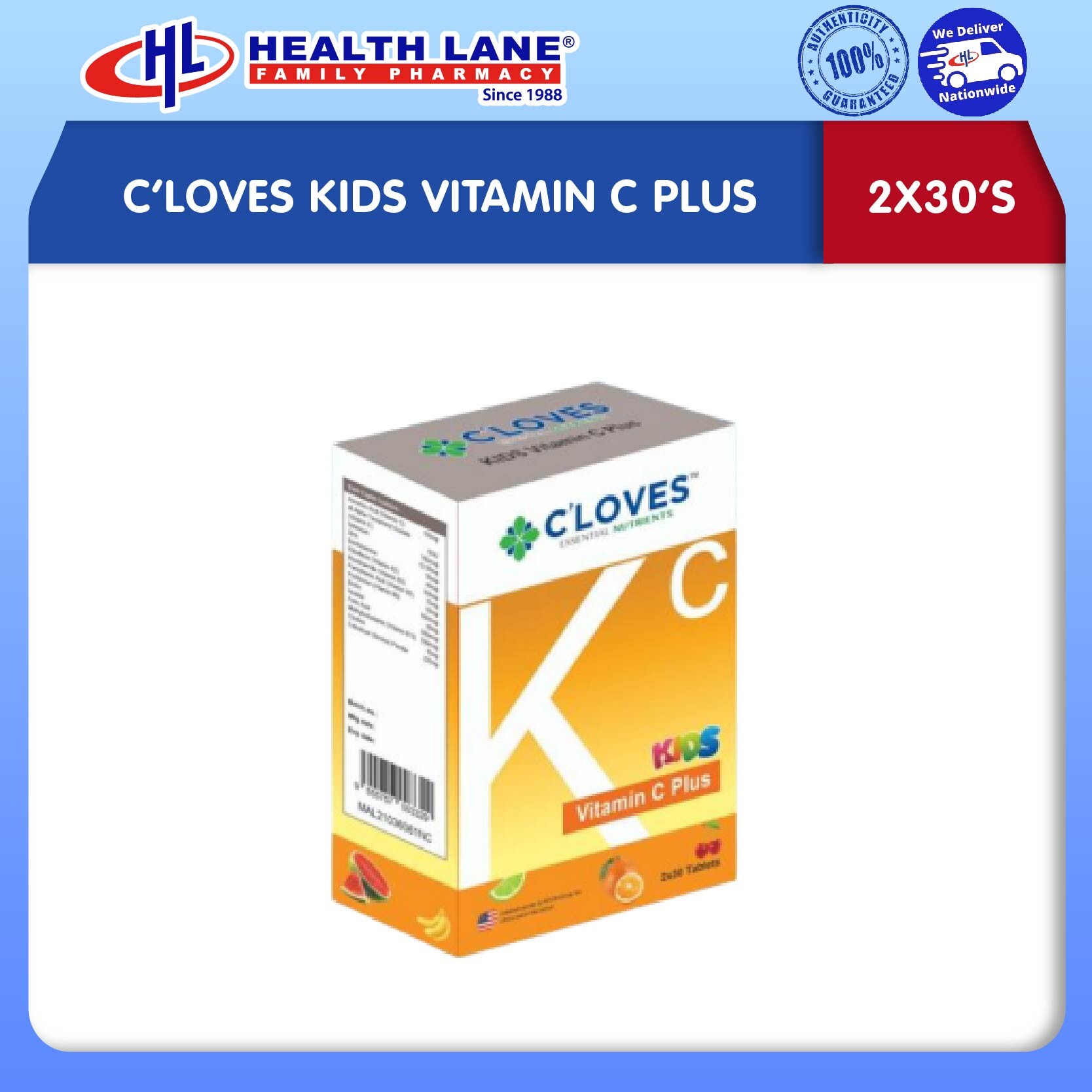 C'LOVESKANAK-KANAKS VITAMIN C PLUS CHEWABLE TABLET (30'S X 2)